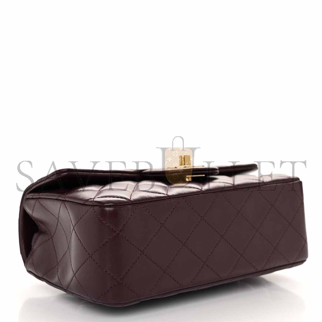 Ch*el lambskin quilted mini rectangular flap burgundy as1116 (20*13*6cm)
